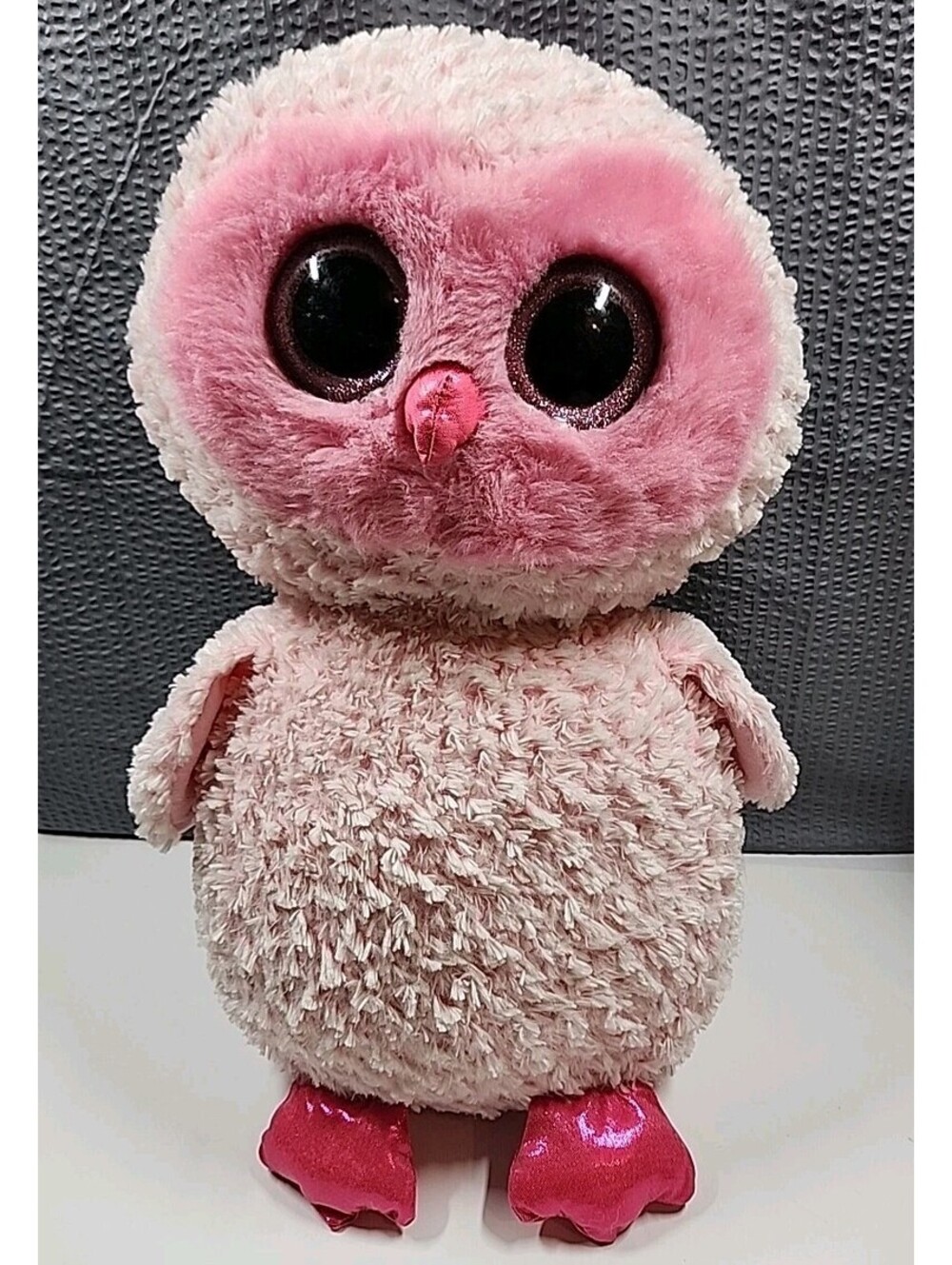 TY Beanie Boos Large 18" Plush Stuffed Animal Glitter Twiggy the Owl Pink *Notes